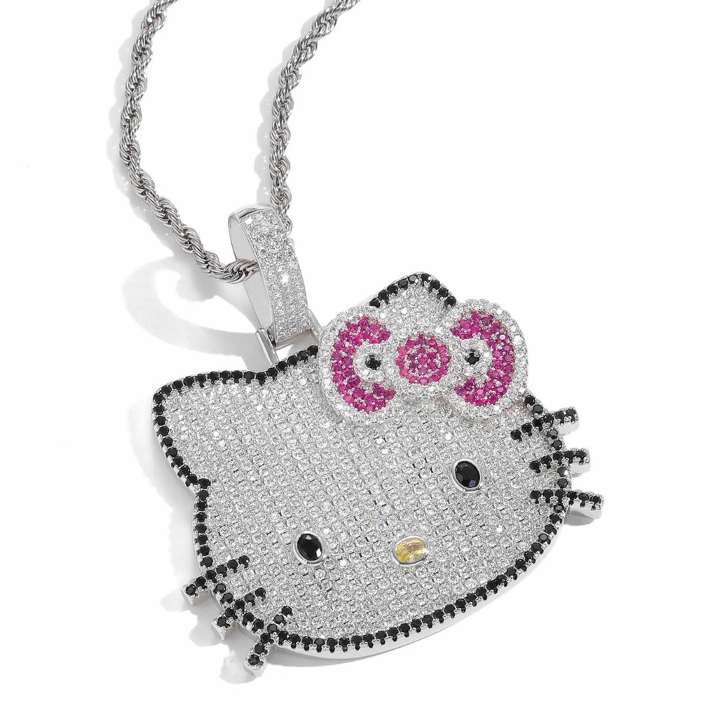 BIG Hello Kitty Swarovski Crystals charm with 24 inch chain. NWT